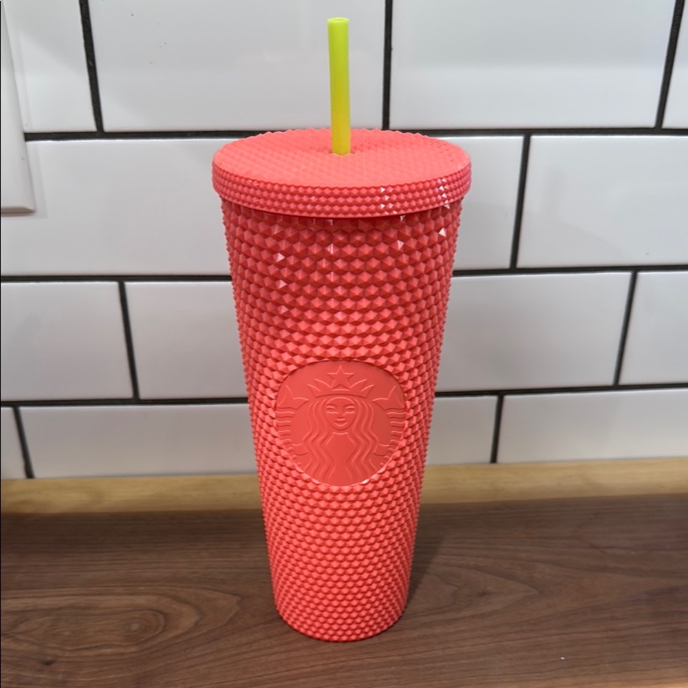 Starbucks Vibrant Coral Textured Tumbler